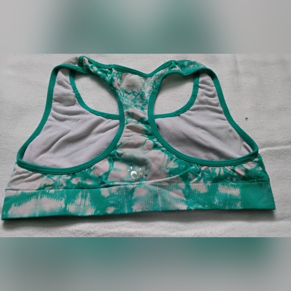 Justice Teal and White Tie-Dye Racerback Sports Bra sz 30 - Picture 2 of 3